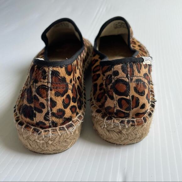 Soludos platform espadrilles calf hair animal print leopard smoking slipper sz 9 - Picture 9 of 10